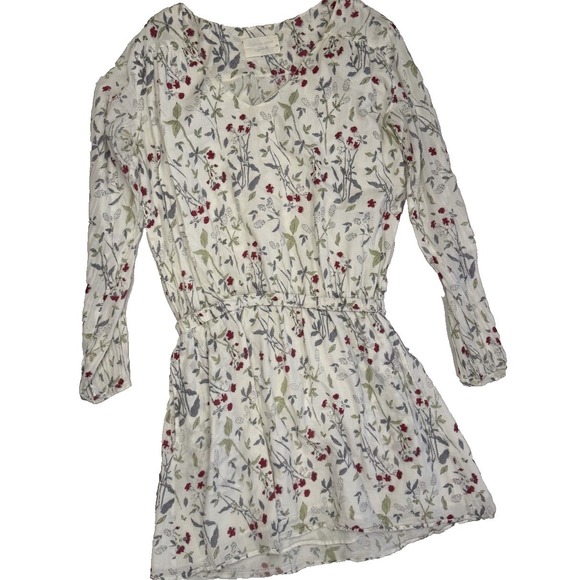 Capsule Collection by Juliette India Floral Mini Dress V Neck Long Sleeve Sz M